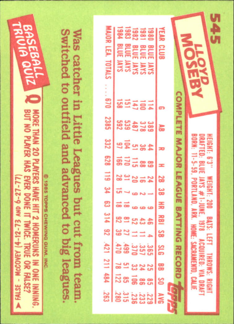 B1501- 1985 Topps Tiffany Baseball Card #s 1-792 -You Pick- 15+ FREE US SHIP - Picture 335 of 461
