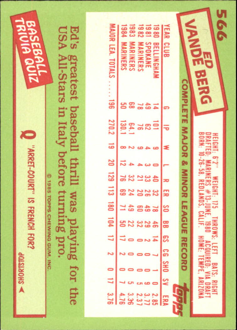B1501- 1985 Topps Tiffany Baseball Card #s 1-792 -You Pick- 15+ FREE US SHIP - Picture 345 of 461