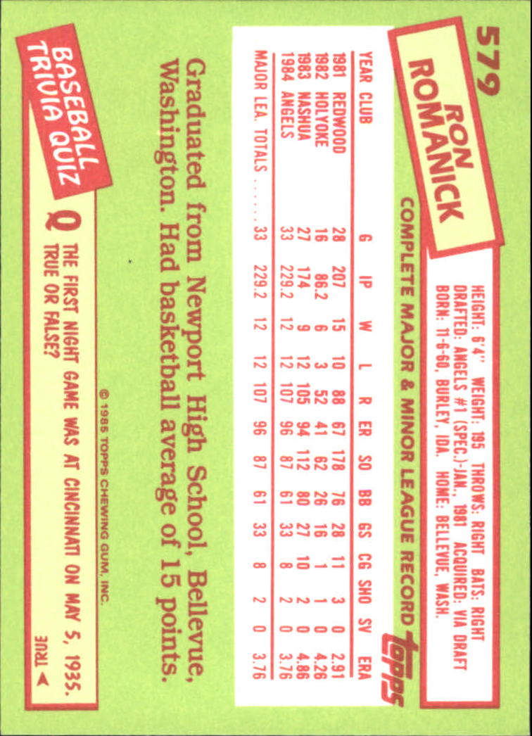 B1501- 1985 Topps Tiffany Baseball Card #s 1-792 -You Pick- 15+ FREE US SHIP - Picture 351 of 461