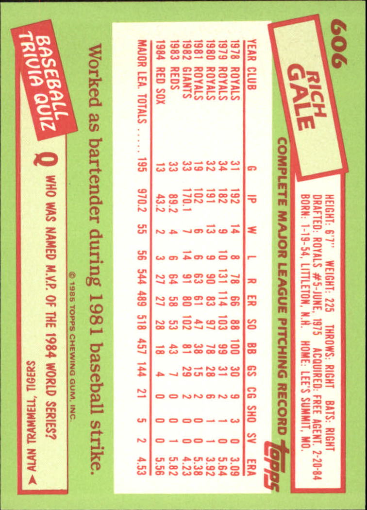 B1501- 1985 Topps Tiffany Baseball Card #s 1-792 -You Pick- 15+ FREE US SHIP - Picture 365 of 461