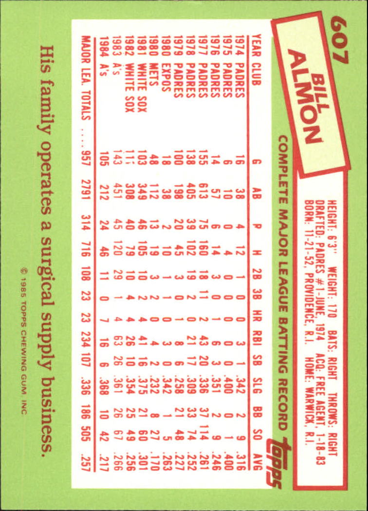 B1501- 1985 Topps Tiffany Baseball Card #s 1-792 -You Pick- 15+ FREE US SHIP - Picture 367 of 461