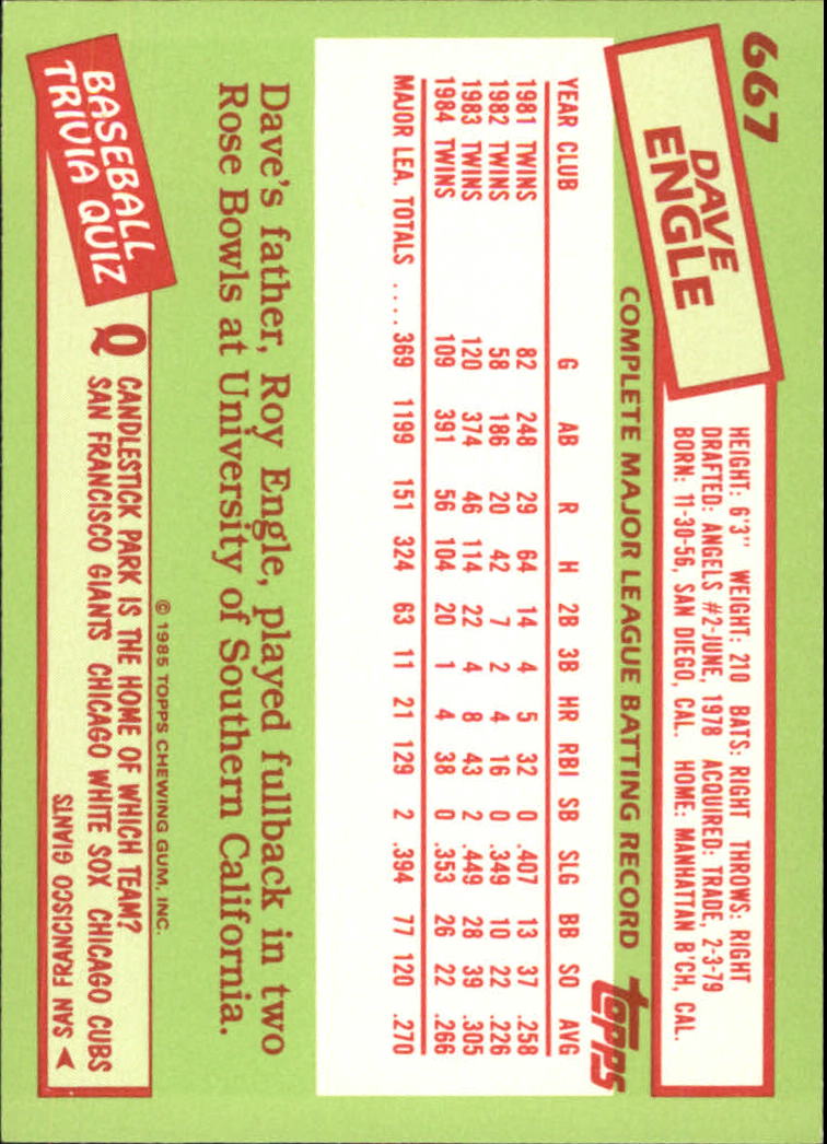 B1501- 1985 Topps Tiffany Baseball Card #s 1-792 -You Pick- 15+ FREE US SHIP - Picture 411 of 461