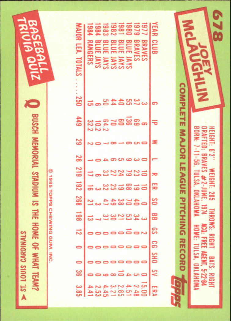 B1501- 1985 Topps Tiffany Baseball Card #s 1-792 -You Pick- 15+ FREE US SHIP - Picture 419 of 461