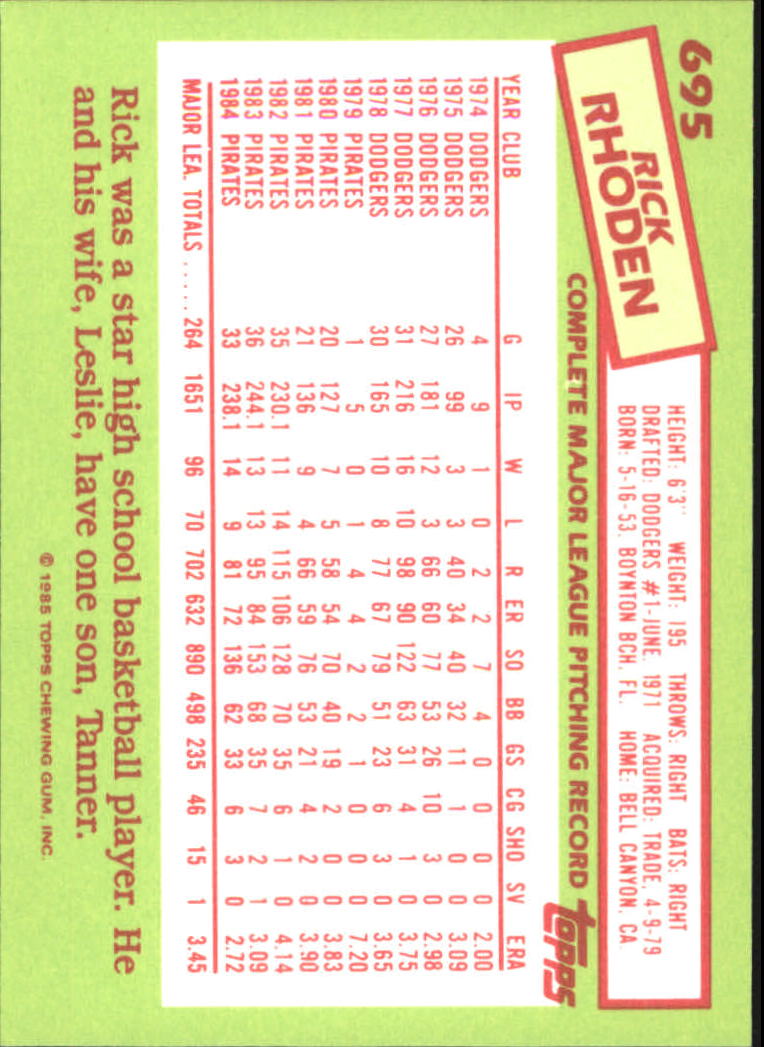 B1501- 1985 Topps Tiffany Baseball Card #s 1-792 -You Pick- 15+ FREE US SHIP - Picture 421 of 461