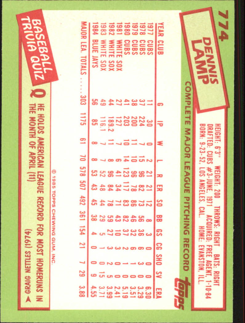 B1501- 1985 Topps Tiffany Baseball Card #s 1-792 -You Pick- 15+ FREE US SHIP - Picture 461 of 461