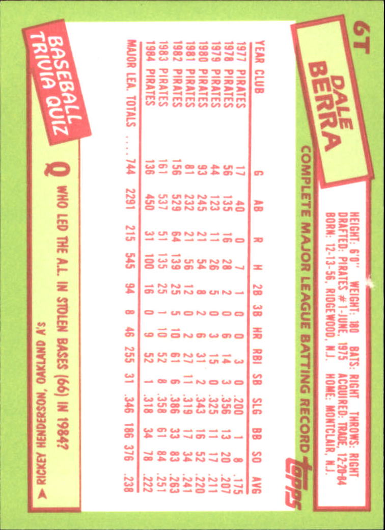 A2834- 1985 Topps Traded Tiffany BB Card #s 1-132 -You Pick- 15+ FREE US SHIP - Bild 13 von 261