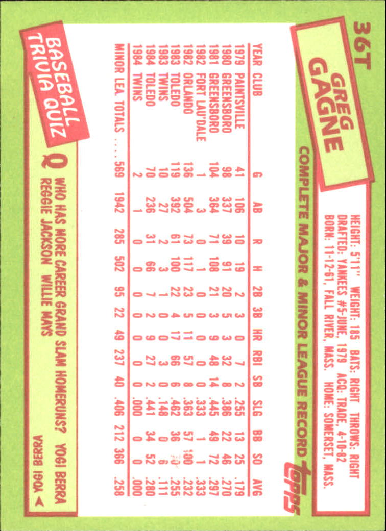 A2834- 1985 Topps Traded Tiffany BB Card #s 1-132 -You Pick- 15+ FREE US SHIP - Bild 73 von 261