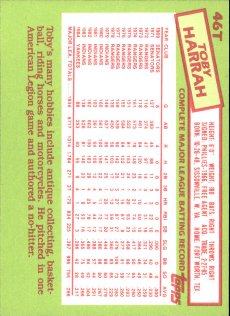 A2834- 1985 Topps Traded Tiffany BB Card #s 1-132 -You Pick- 15+ FREE US SHIP - Bild 93 von 261