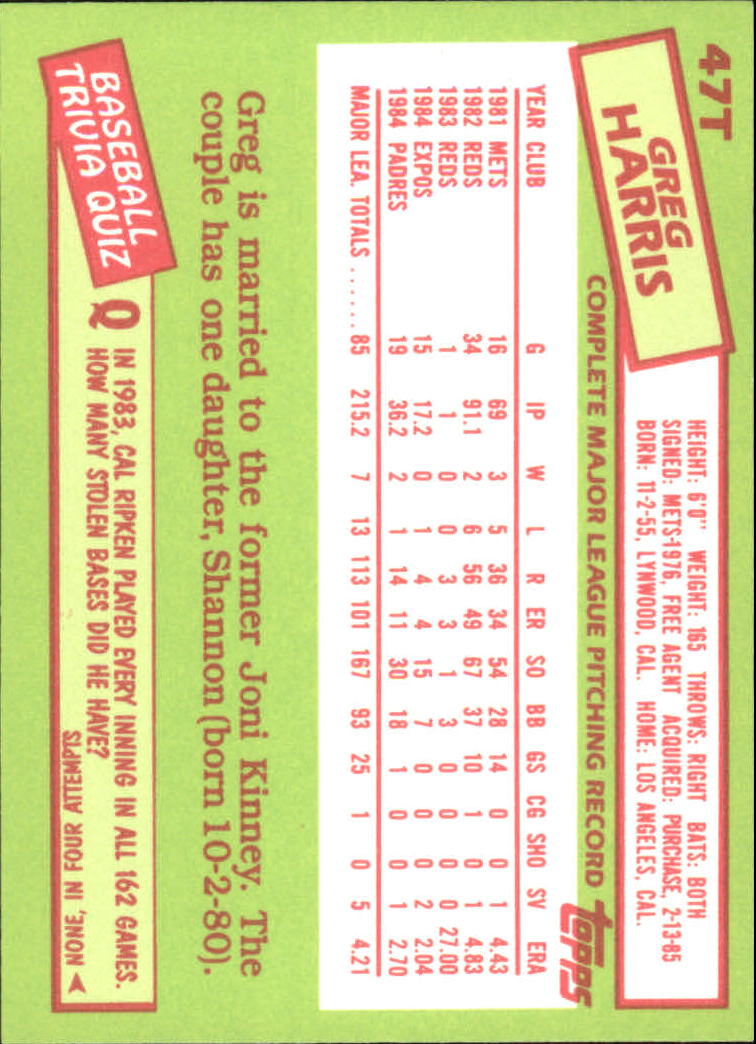 A2834- 1985 Topps Traded Tiffany BB Card #s 1-132 -You Pick- 15+ FREE US SHIP - Bild 95 von 261