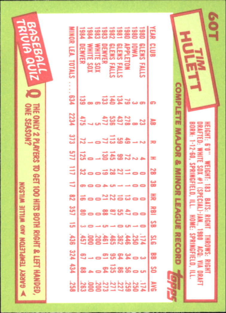 A2834- 1985 Topps Traded Tiffany BB Card #s 1-132 -You Pick- 15+ FREE US SHIP - Bild 121 von 261