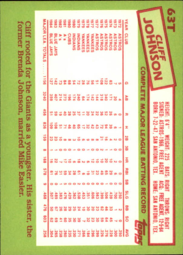 A2834- 1985 Topps Traded Tiffany BB Card #s 1-132 -You Pick- 15+ FREE US SHIP - Bild 127 von 261