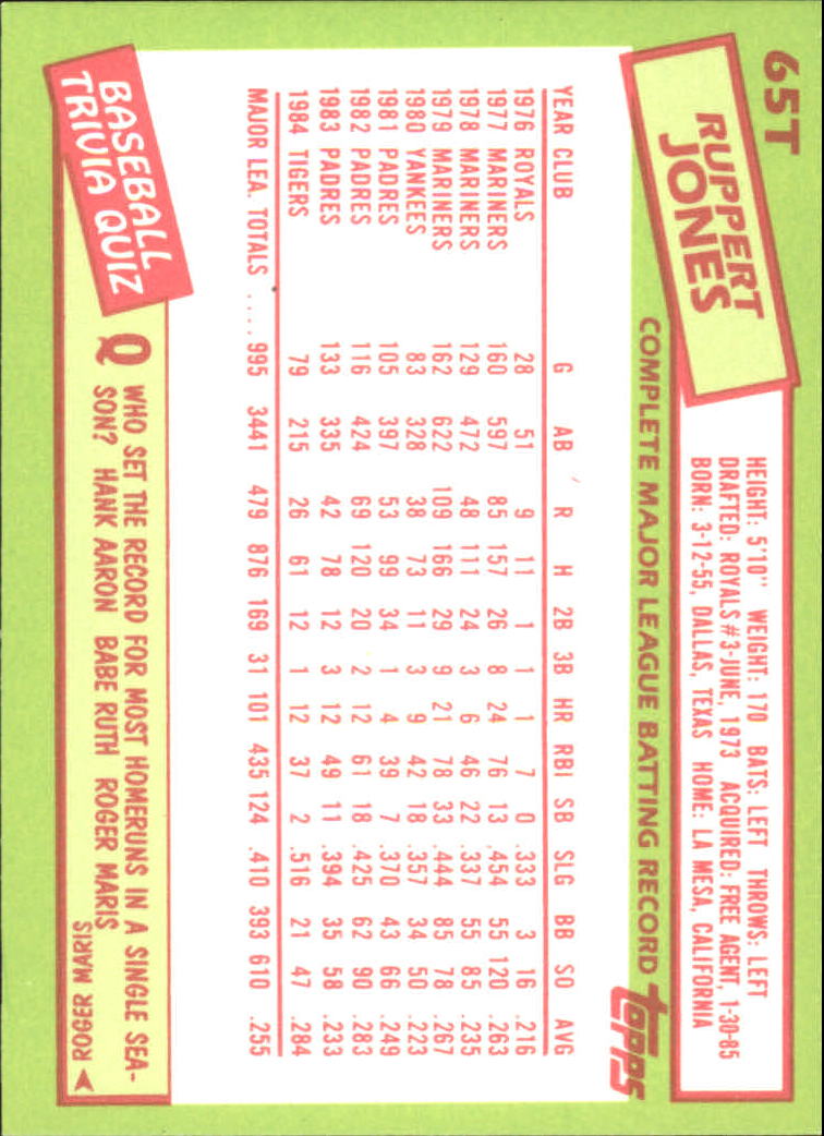 A2834- 1985 Topps Traded Tiffany BB Card #s 1-132 -You Pick- 15+ FREE US SHIP - Bild 131 von 261
