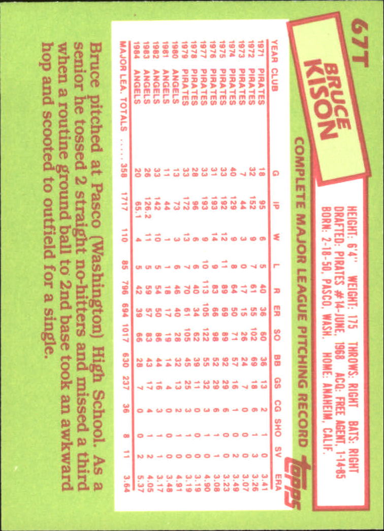A2834- 1985 Topps Traded Tiffany BB Card #s 1-132 -You Pick- 15+ FREE US SHIP - Bild 135 von 261