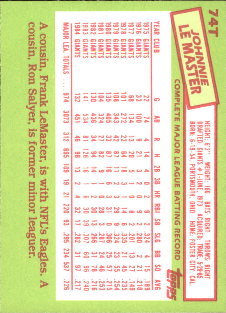 A2834- 1985 Topps Traded Tiffany BB Card #s 1-132 -You Pick- 15+ FREE US SHIP - Bild 149 von 261