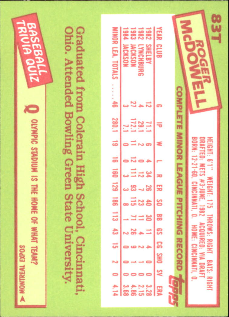 A2834- 1985 Topps Traded Tiffany BB Card #s 1-132 -You Pick- 15+ FREE US SHIP - Bild 165 von 261