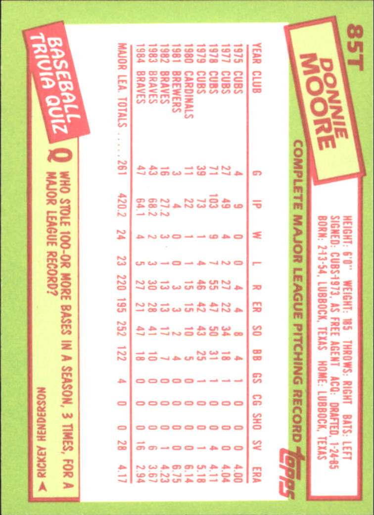 A2834- 1985 Topps Traded Tiffany BB Card #s 1-132 -You Pick- 15+ FREE US SHIP - Bild 169 von 261