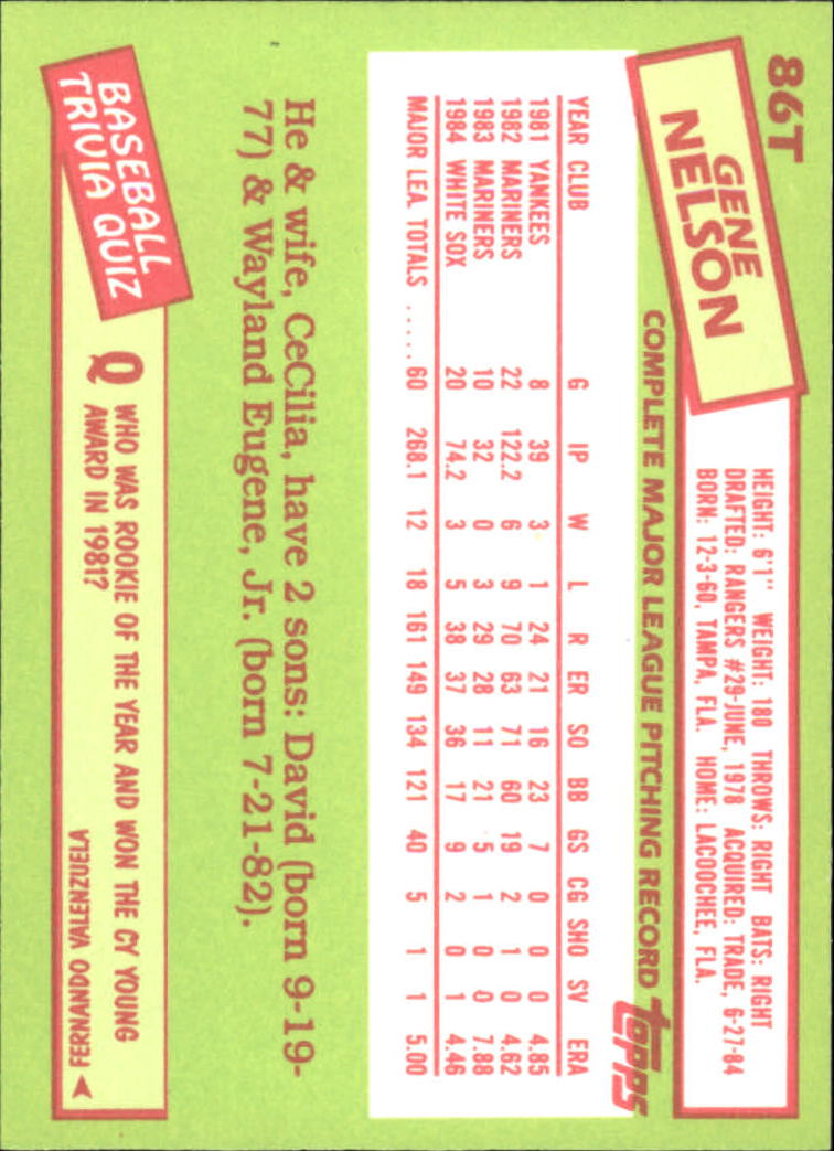 A2834- 1985 Topps Traded Tiffany BB Card #s 1-132 -You Pick- 15+ FREE US SHIP - Bild 171 von 261