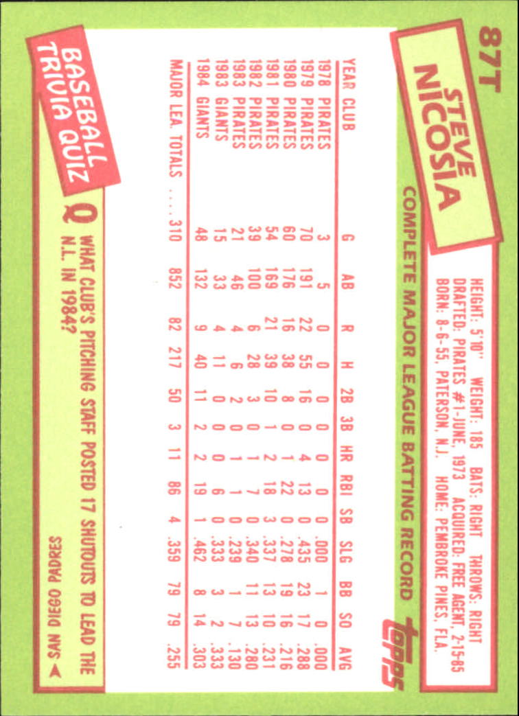 A2834- 1985 Topps Traded Tiffany BB Card #s 1-132 -You Pick- 15+ FREE US SHIP - Bild 173 von 261