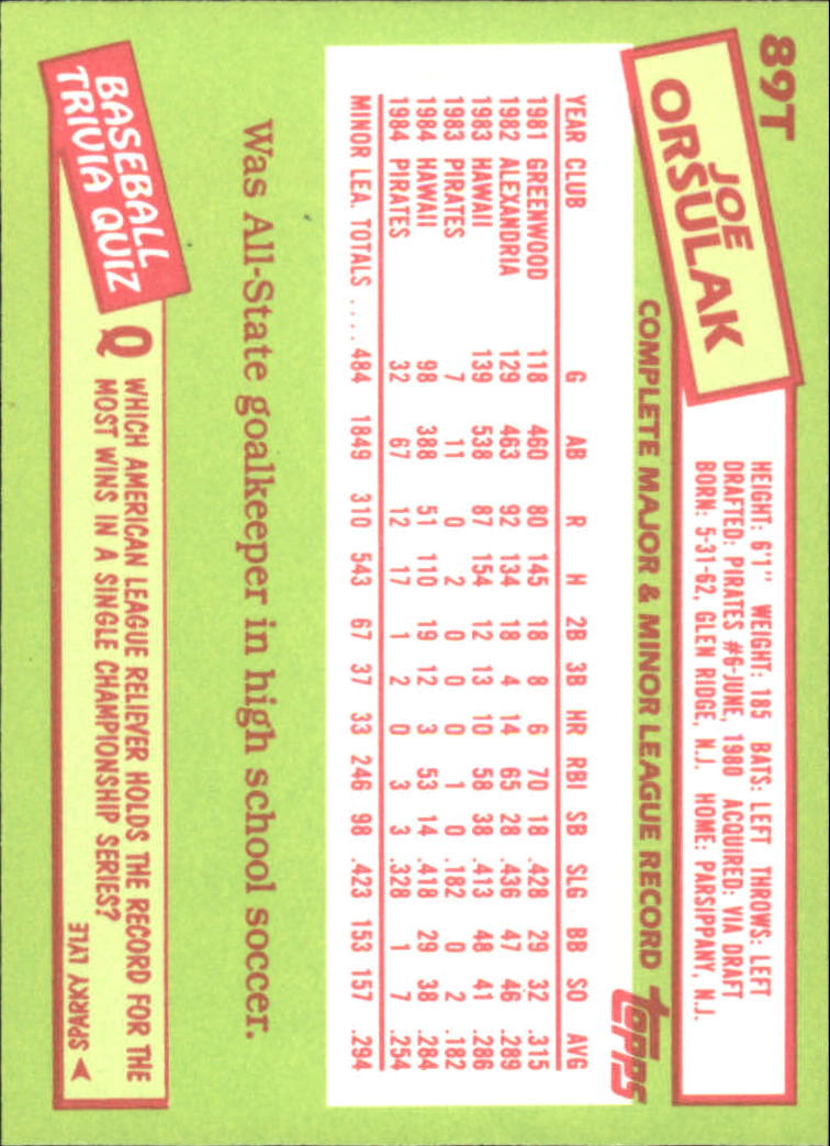 A2834- 1985 Topps Traded Tiffany BB Card #s 1-132 -You Pick- 15+ FREE US SHIP - Bild 175 von 261