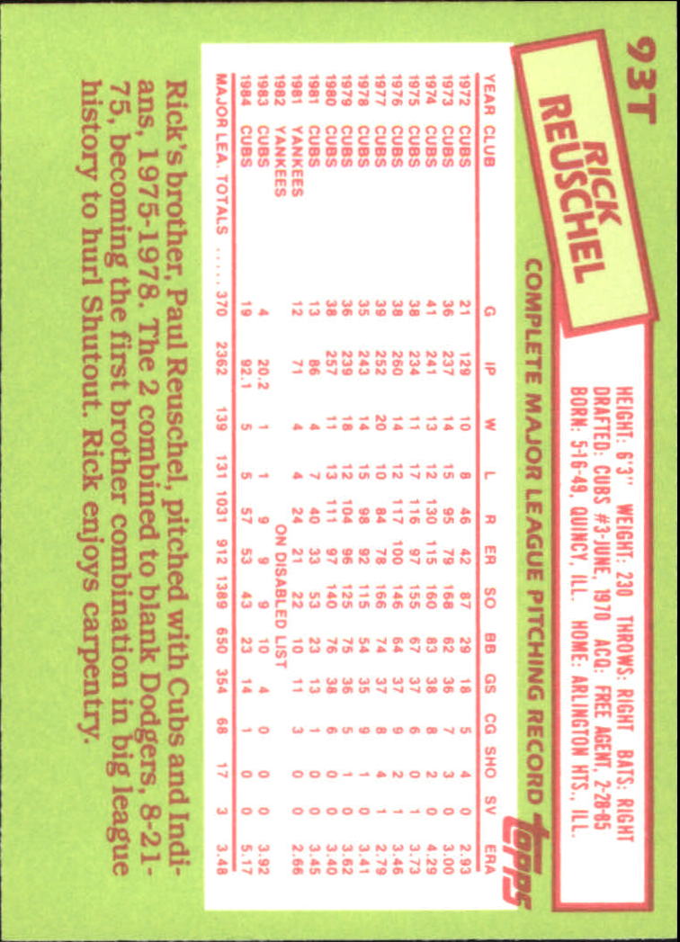 A2834- 1985 Topps Traded Tiffany BB Card #s 1-132 -You Pick- 15+ FREE US SHIP - Bild 183 von 261