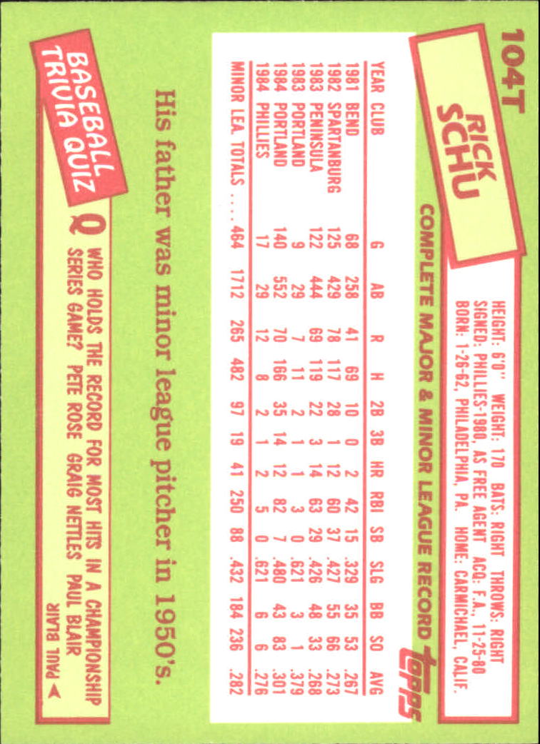 A2834- 1985 Topps Traded Tiffany BB Card #s 1-132 -You Pick- 15+ FREE US SHIP - Bild 205 von 261