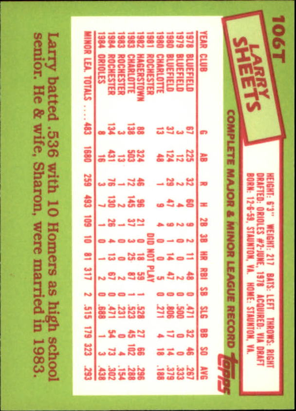 A2834- 1985 Topps Traded Tiffany BB Card #s 1-132 -You Pick- 15+ FREE US SHIP - Bild 209 von 261