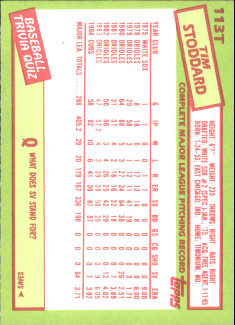 A2834- 1985 Topps Traded Tiffany BB Card #s 1-132 -You Pick- 15+ FREE US SHIP - Bild 223 von 261