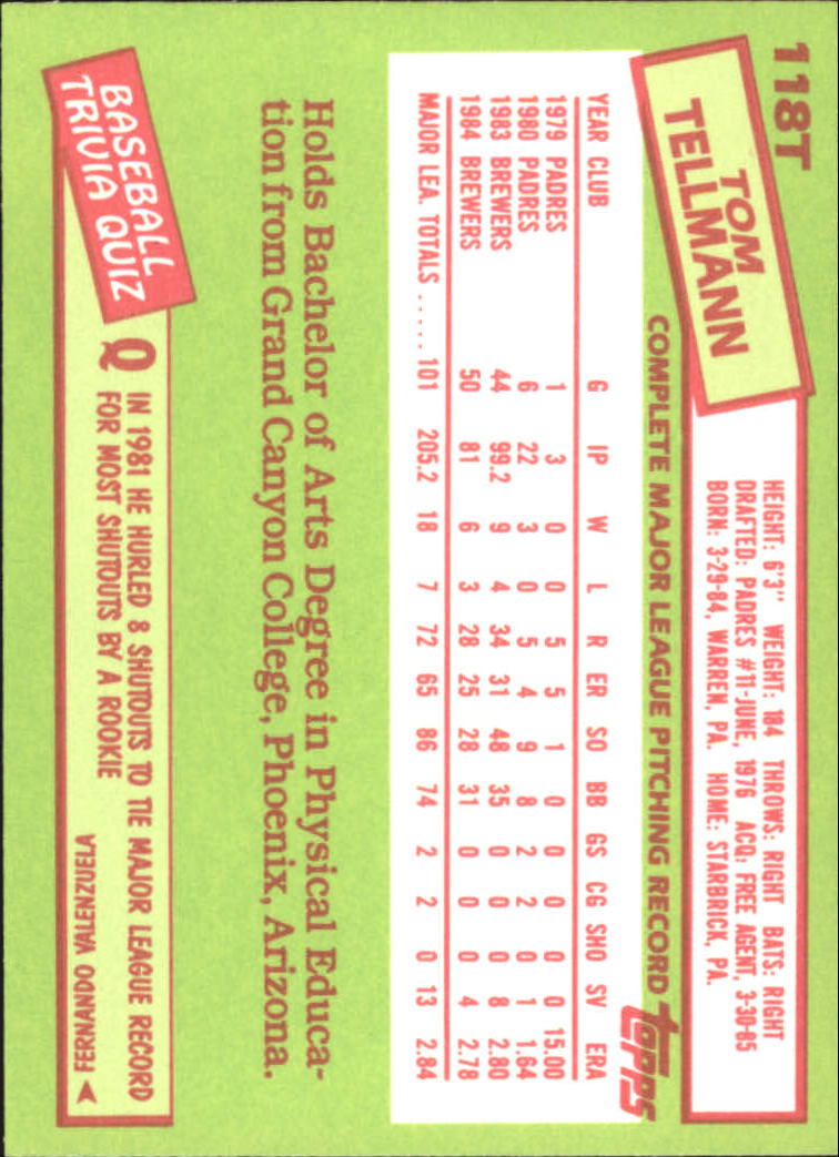 A2834- 1985 Topps Traded Tiffany BB Card #s 1-132 -You Pick- 15+ FREE US SHIP - Bild 233 von 261