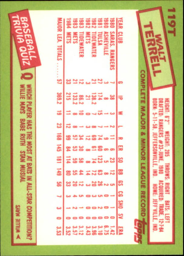A2834- 1985 Topps Traded Tiffany BB Card #s 1-132 -You Pick- 15+ FREE US SHIP - Bild 235 von 261