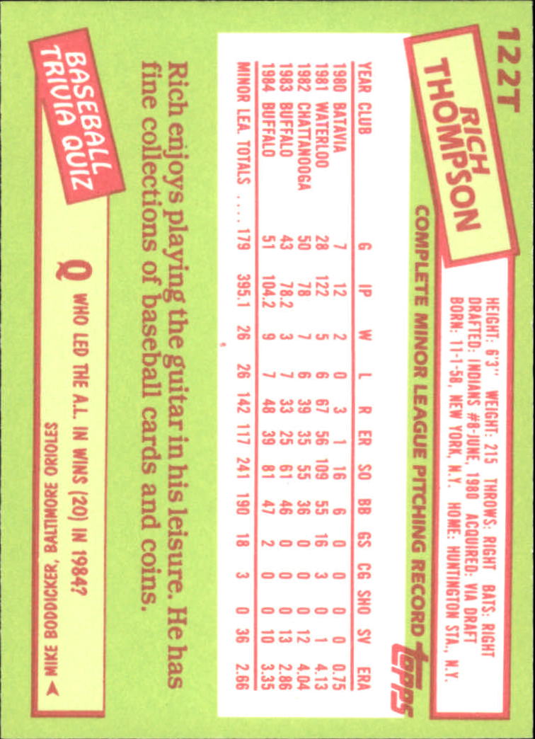A2834- 1985 Topps Traded Tiffany BB Card #s 1-132 -You Pick- 15+ FREE US SHIP - Bild 241 von 261