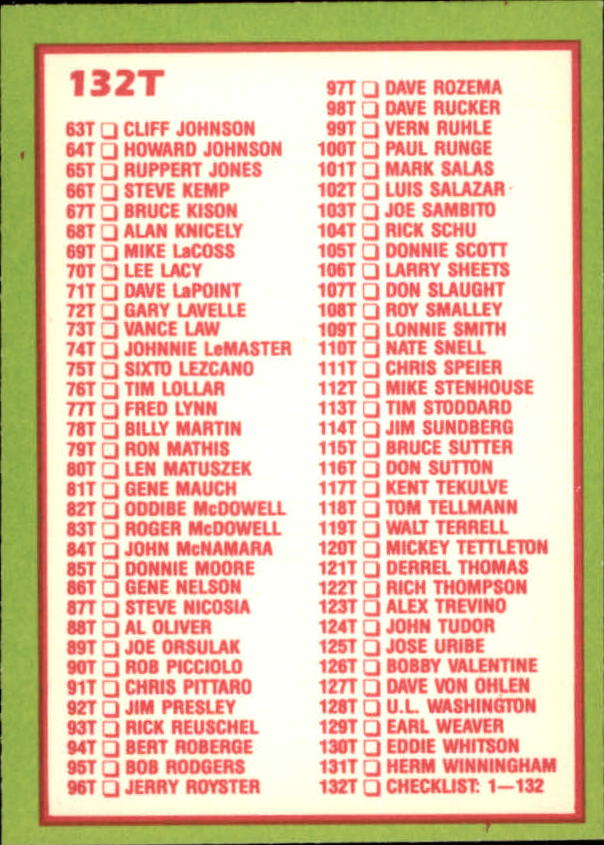 A2834- 1985 Topps Traded Tiffany BB Card #s 1-132 -You Pick- 15+ FREE US SHIP - Bild 261 von 261