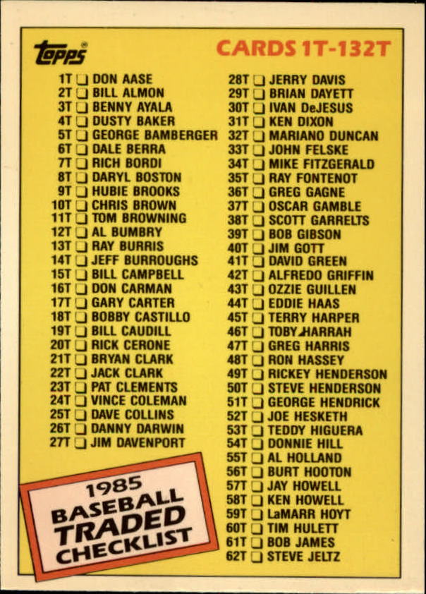 A2834- 1985 Topps Traded Tiffany BB Card #s 1-132 -You Pick- 15+ FREE US SHIP - Bild 260 von 261