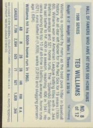 1986 Big League Chew #8 Ted Williams back image