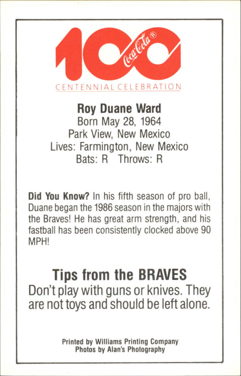1986 Braves Police #48 Duane Ward back image