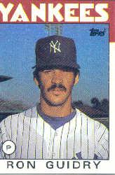 1986 Topps Wax Box Cards #H Ron Guidry