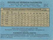 1986 Donruss Wax Box Cards #PC6 Doug DeCinces back image