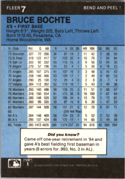 1986 Fleer Star Stickers Baseball - Picture 15 of 265