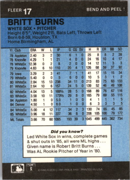 1986 Fleer Star Stickers Baseball - Picture 35 of 265
