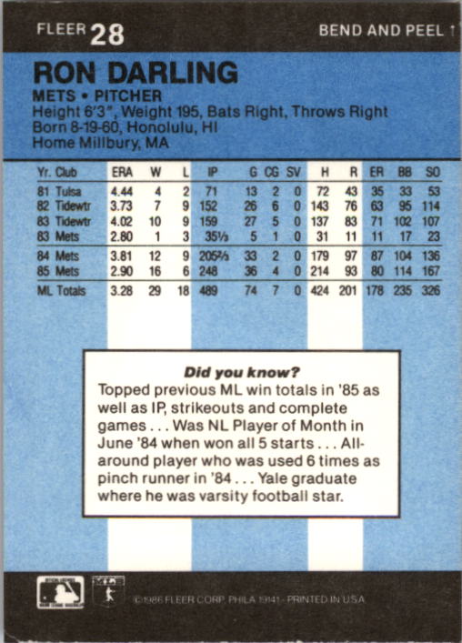 1986 Fleer Star Stickers Baseball - Picture 57 of 265