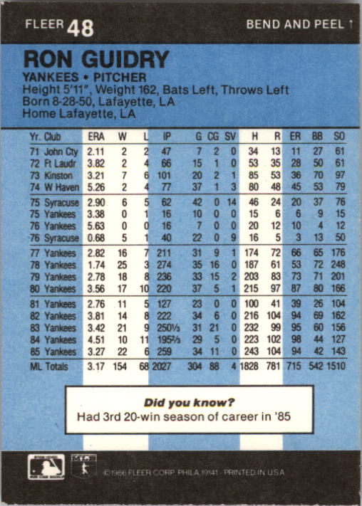 1986 Fleer Star Stickers Baseball - Picture 97 of 265