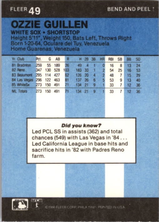 1986 Fleer Star Stickers Baseball - Picture 99 of 265