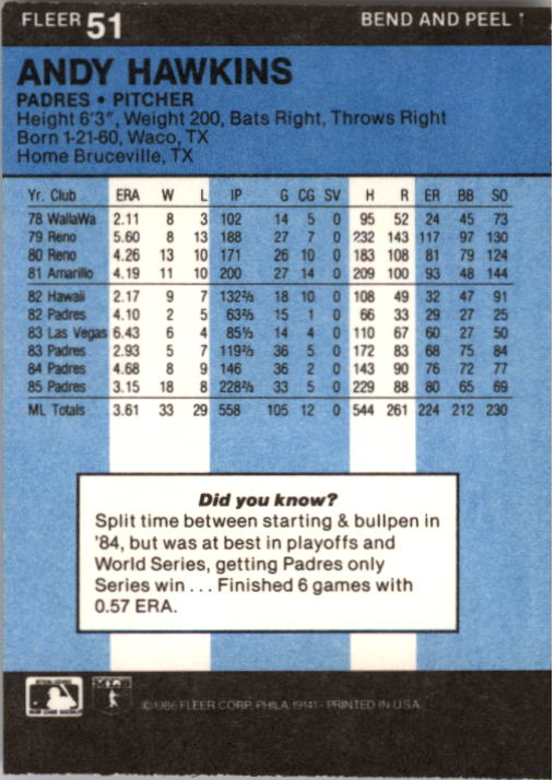 1986 Fleer Star Stickers Baseball - Picture 103 of 265