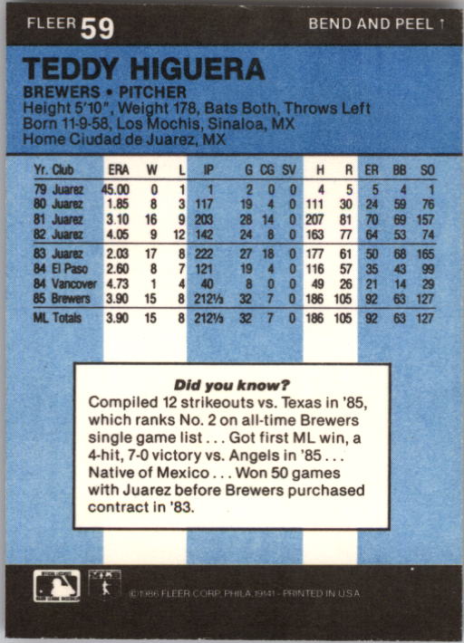 1986 Fleer Star Stickers Baseball - Picture 119 of 265