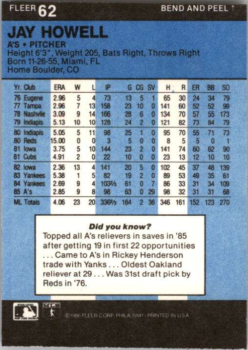 1986 Fleer Star Stickers Baseball - Picture 125 of 265