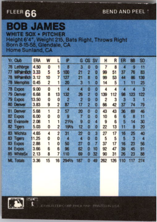 1986 Fleer Star Stickers Baseball - Picture 133 of 265