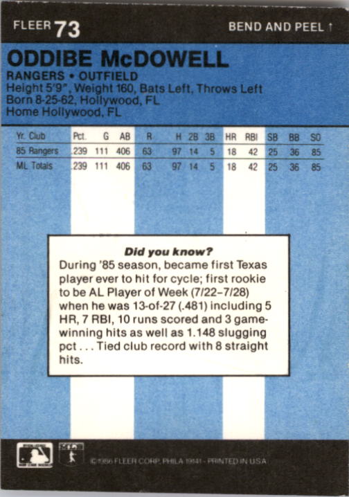 1986 Fleer Star Stickers Baseball - Picture 147 of 265