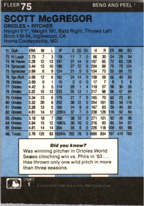 1986 Fleer Star Stickers Baseball - Picture 151 of 265