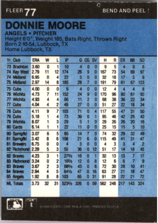 1986 Fleer Star Stickers Baseball - Picture 155 of 265