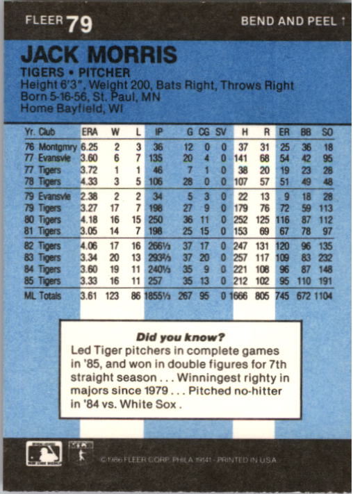 1986 Fleer Star Stickers Baseball - Picture 159 of 265