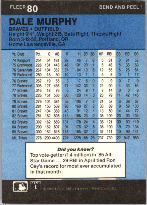 1986 Fleer Star Stickers Baseball - Picture 161 of 265